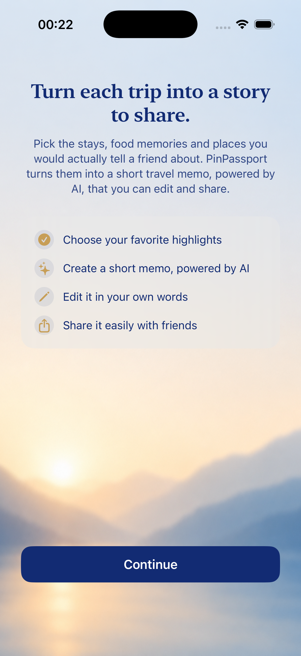 PinPassport onboarding dokuzuncu ekran